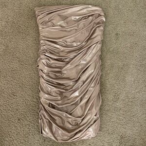 Shimmering Zara Ruched Strapless Dress